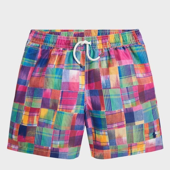 Polo Ralph Lauren Other - Polo Ralph Lauren Traveler Ikat Patchwork Colorful Plaid Swim Trunks XL 18-20